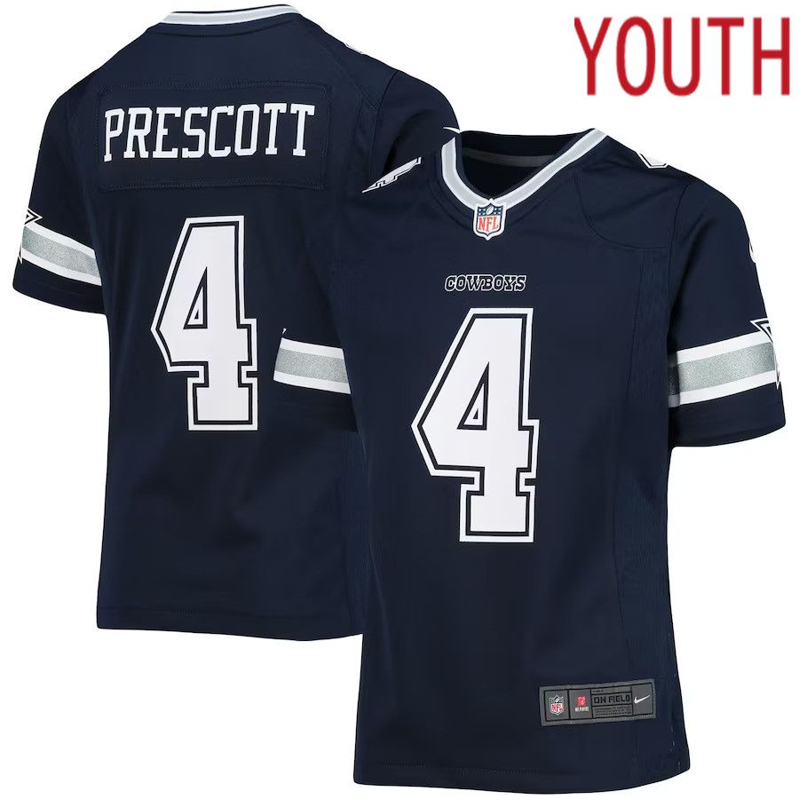 Youth Dallas Cowboys 4 Dak Prescott Nike Navy Team Game NFL Jersey